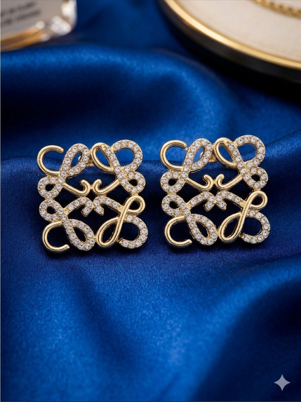 Fashion Jewelry Gold Tied Crystal Loop Earrings